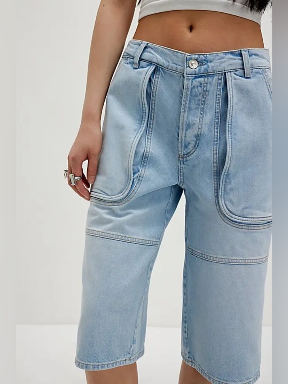 We The Free Havasu Slouchy Cropped Denim Bermuda Shorts Size 26